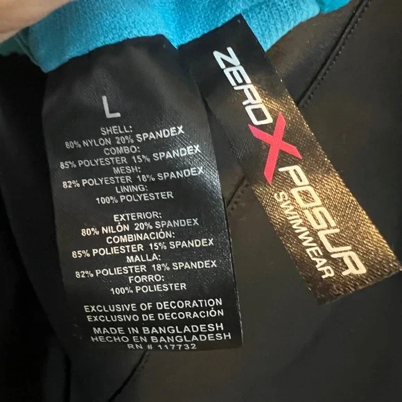 ZeroXposur Womens Tankini Swimsuit Set Pacific Blue Tie Dye Zip Front Large - Picture 3 of 5